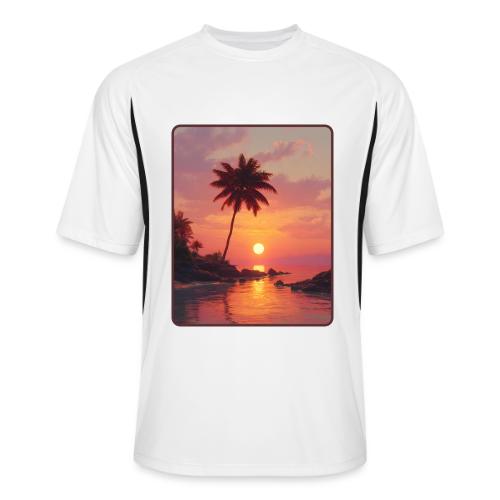 Tropical Beach Sunset Palm Design - Men’s Cooling Performance Color Blocked Jersey