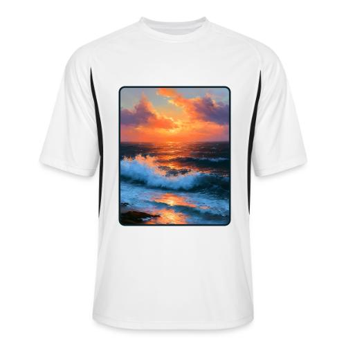 Sunset Storm Waves Oil Painting - Men’s Cooling Performance Color Blocked Jersey