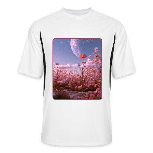 Cosmic Moon & Cosmos Flowers Art - Men’s Cooling Performance Color Blocked Jersey