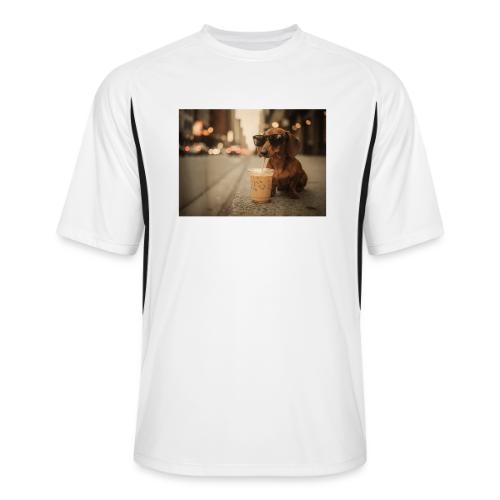 Funny Dachshund Iced Coffee Lover Tee - Men’s Cooling Performance Color Blocked Jersey