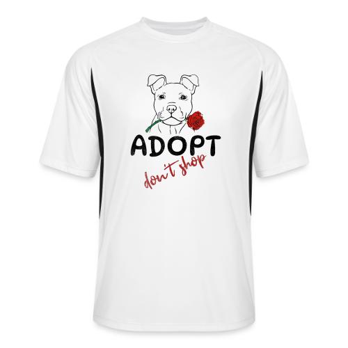 Retro Adopt Dont Shop Cute Puppy Rose Tee - Men’s Cooling Performance Color Blocked Jersey