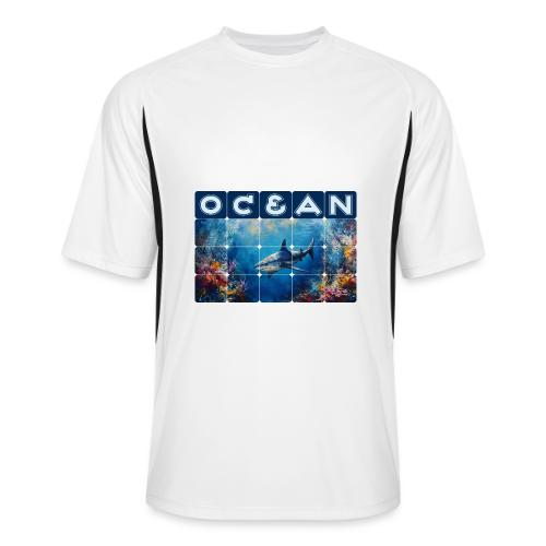 Ocean: Synthwave Shark - Men’s Cooling Performance Color Blocked Jersey