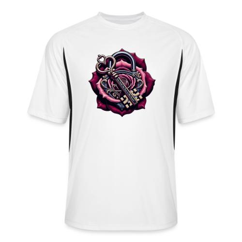 You Hold the Key to My Heart Rose Lock T-Shirt - Men’s Cooling Performance Color Blocked Jersey