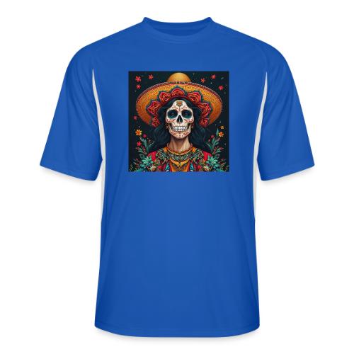 Charra Skull Art | Traditional Mexican Design - Men’s Cooling Performance Color Blocked Jersey