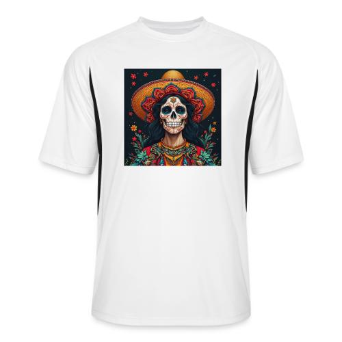 Charra Skull Art | Traditional Mexican Design - Men’s Cooling Performance Color Blocked Jersey