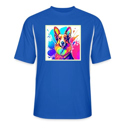 Rainbow Corgi: Pop Art Puppy Joy - Men’s Cooling Performance Color Blocked Jersey