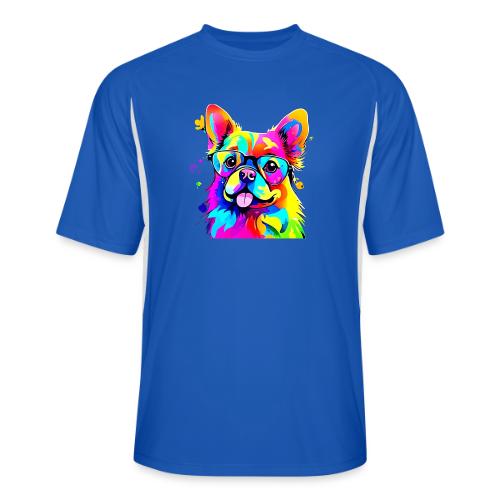 Vibrant Pup: Abstract Dog Art - Men’s Cooling Performance Color Blocked Jersey