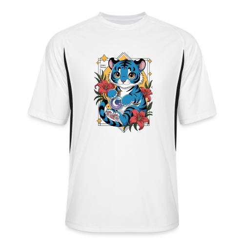 Mystic Blue Tiger Anime Potion Design – Cute tiger - Men’s Cooling Performance Color Blocked Jersey