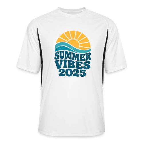 Summer Vibes 2025 Retro Sunset T-Shirt | Fun Beach - Men’s Cooling Performance Color Blocked Jersey