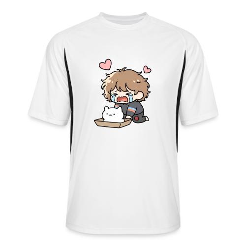 Crying Chibi Boy with Stray Cat - Men’s Cooling Performance Color Blocked Jersey
