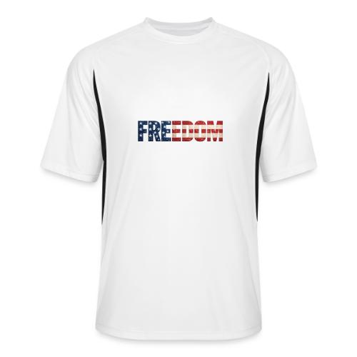 Freedom American Flag Distressed Patriotic Shirt - Men’s Cooling Performance Color Blocked Jersey