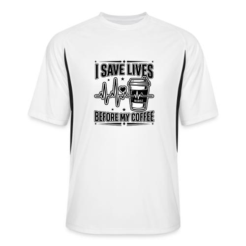 Nurse Coffee Humor - Saving Lives - Men’s Cooling Performance Color Blocked Jersey