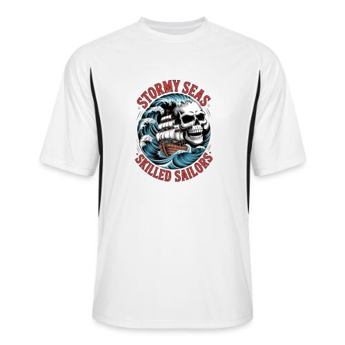 Stormy Seas Skull Pirate Ship Nautical Ocean Waves - Men’s Cooling Performance Color Blocked Jersey