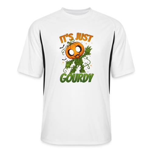 Cute Pumpkin Monster “It’s Just Gourdy” Funny - Men’s Cooling Performance Color Blocked Jersey