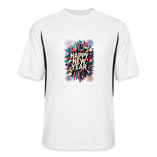 New Year's Party Horn T-Shirt - Men’s Cooling Performance Color Blocked Jersey