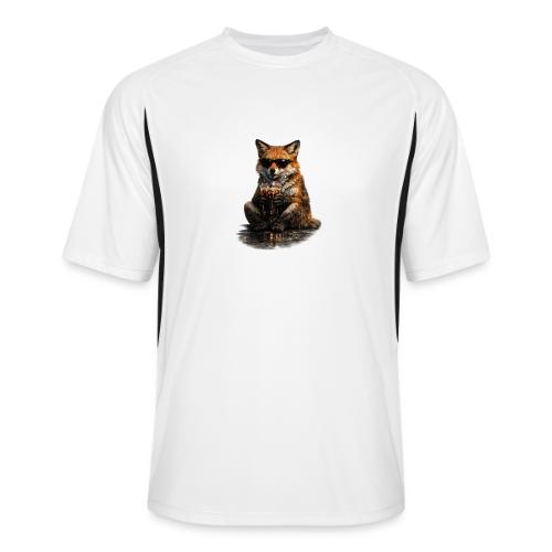 Cool Red Fox Wearing Sunglasses Drinking Coffee - Men’s Cooling Performance Color Blocked Jersey
