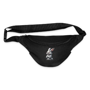 Fierce White Rabbit Grumpy Bunny Sharp Teeth - Fanny Pack  - black - Front
