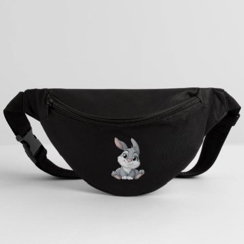 Joyful Grey and White Baby Rabbit Cartoon - Fanny Pack 