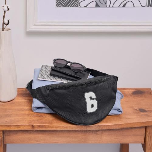 White Number 6 – Varsity Font - Fanny Pack 