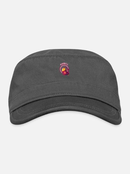 Futuristic Cyberpunk Girl - Organic Cadet Cap  - charcoal - Front