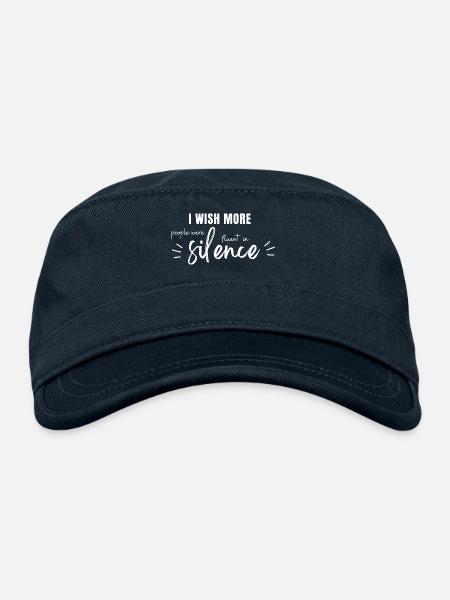 i wish more people were fluent in silence - Organic Cadet Cap  - navy - Front