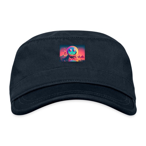 Paint Drip Smiling Face Mountain - Psychedelia - Organic Cadet Cap 