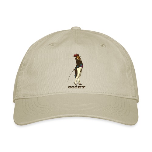 Cocky the Vintage Rooster Chicken - color - Organic Baseball Cap