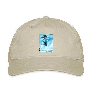 Artistic North Shore Oahu Hawaii Palm Tree - Organic Baseball Cap - khaki - Front