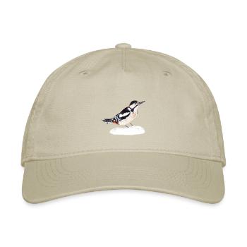 Downy Woodpecker in Snow - Organic Baseball Cap - khaki - Front