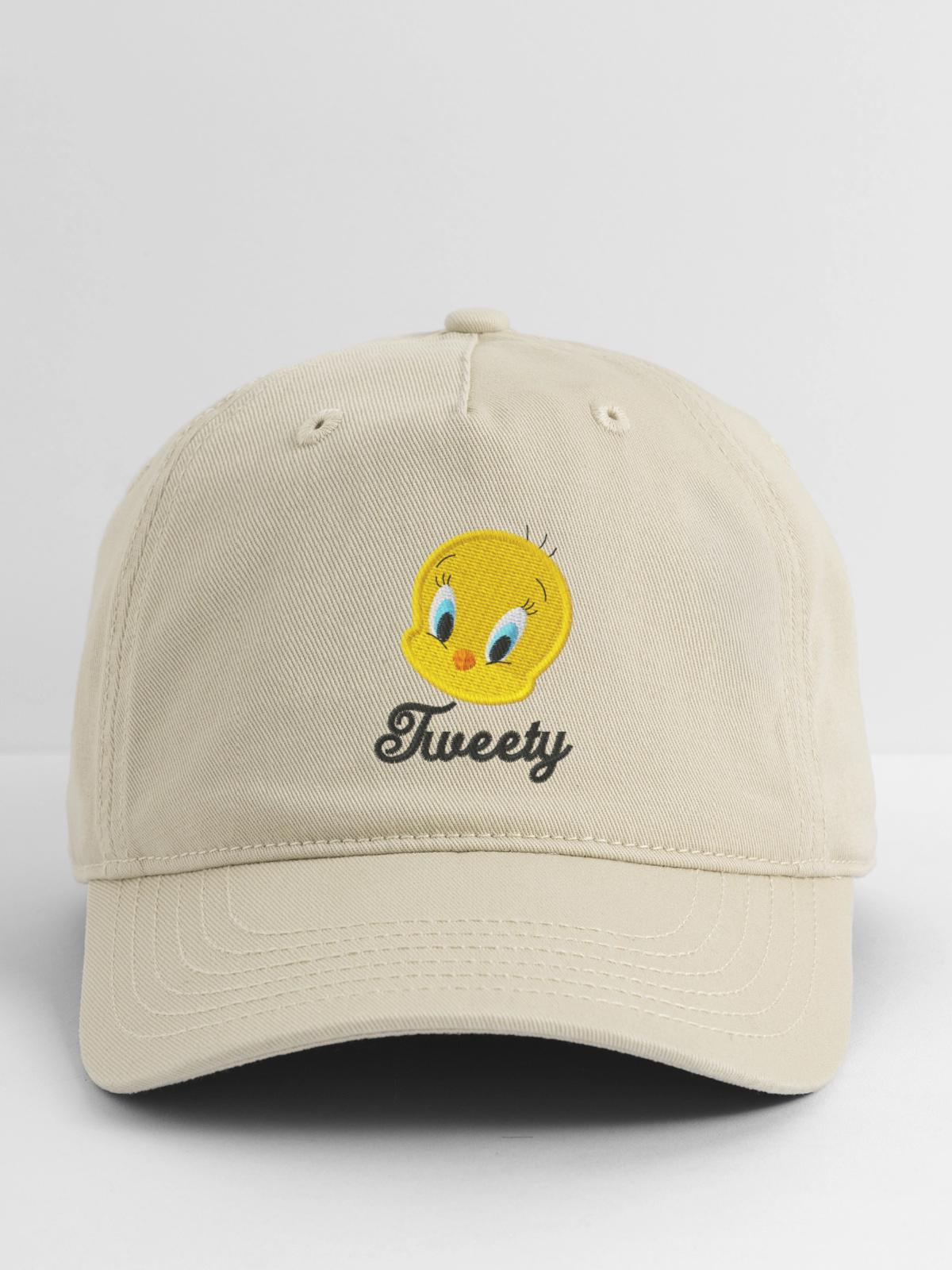 Looney Tunes Tweety Embroidery - Organic Baseball Cap - khaki - Front