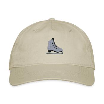 Ice skate embroidered - Organic Baseball Cap - khaki - Front