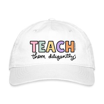 Teach Them Diligently - Organic Baseball Cap - white - Front