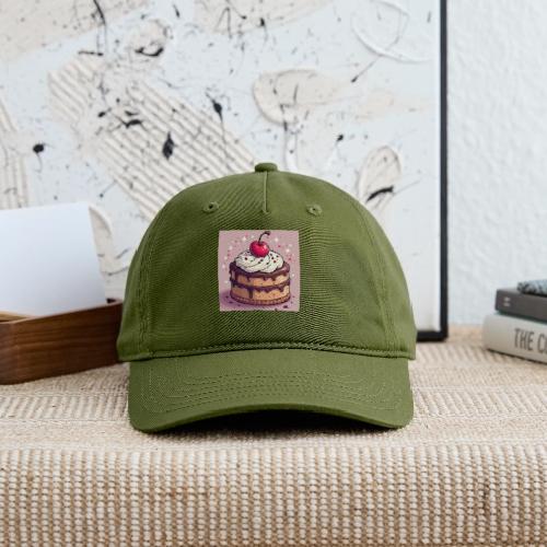 Cherry‑Topped Celebration Cake Design - Organic Baseball Cap