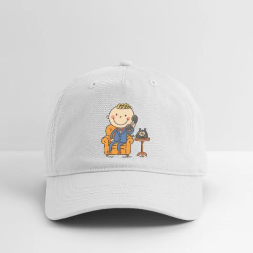 Cartoon Boy in Suit Talking on Phone - Organic Baseball Cap