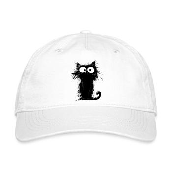 Funny Quirky Cat - Organic Baseball Cap - white - Front