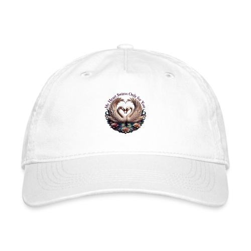 My Heart Swims Only for You Swan Heart T-Shirt - Organic Baseball Cap