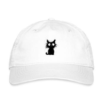 Funny Quirky Cat - Organic Baseball Cap - white - Front