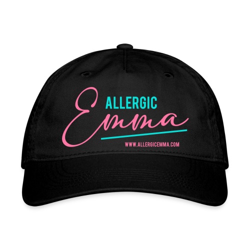 Official Allergic Emma Logo with Website - Organic Baseball Cap