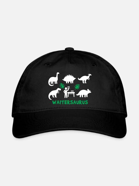 Waiter Saurus Dinosaur - Organic Baseball Cap - black