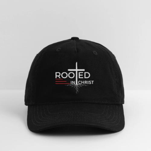 Rooted in Christ (white) - Colossians 2:7 - Organic Baseball Cap