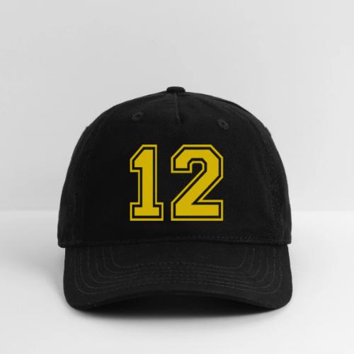Number 12 in a classic athletic collegiate font - Organic Baseball Cap