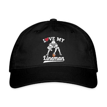 Love My Lineman Offensive Lineman Retro Football - Organic Baseball Cap - black - Front