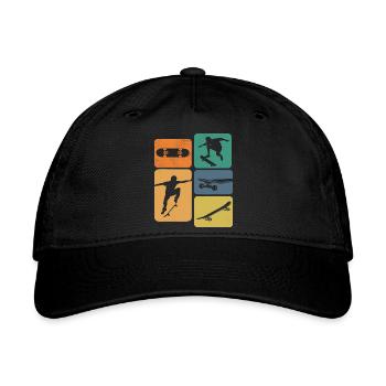 Skateboarding Skateboard Skater Retro Vintage - Organic Baseball Cap - black - Front