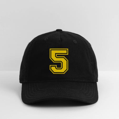 Number 5 in a classic athletic collegiate font - Organic Baseball Cap