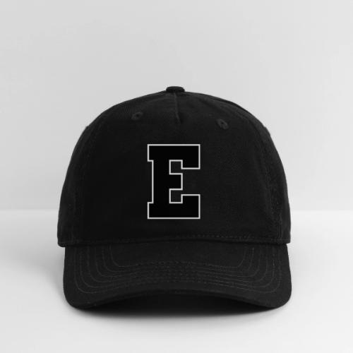 Varsity Letter E Collegiate Font Graphic - Organic Baseball Cap