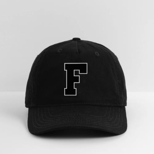 Varsity Letter F Athletic Monogram - Organic Baseball Cap