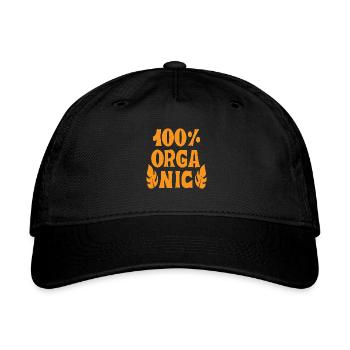 100% Organic - Organic Baseball Cap - black - Front