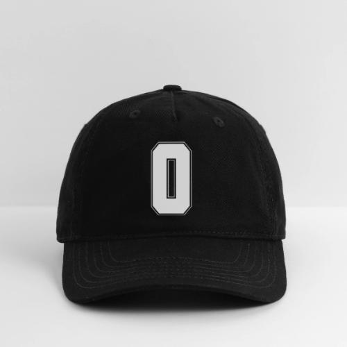 White Number 0 – Varsity Font - Organic Baseball Cap