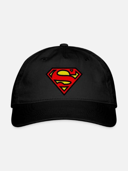 Superman Logo S-Shield Caps Embroidery - Organic Baseball Cap - black