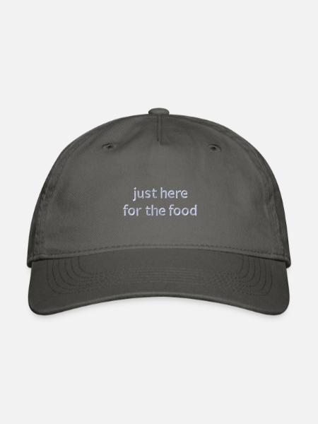 Déclaration alimentaire brodée - Casquette de Baseball bio - gris - Devant